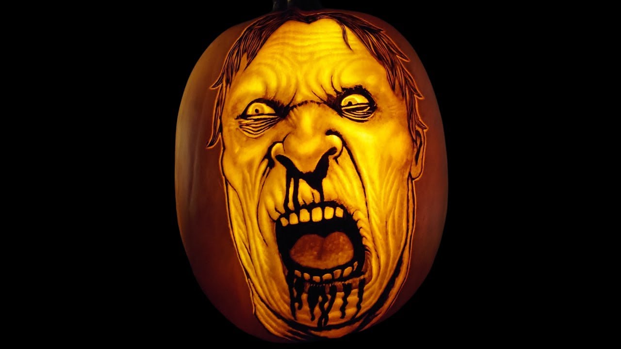 Screaming Man Pumpkin Carving Time Lapse