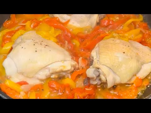 pollo con peperoni in padella