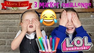 3 Marker Challenge and LOL Surprise Dolls Opening with Mya and Eva !