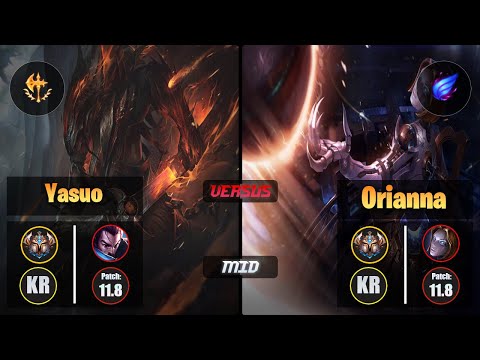 Challenger YASUO [Conqueror] (Mid) VS  ORIANNA - Challenger KR Patch 11.8