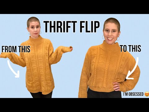 Cropping a Knit Sweater | How to Upcycle a $2 Sweater...