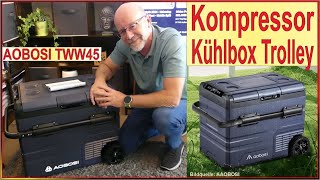 AOBOSI 45L Kompressor Kühlbox - 2 Fächer - WiFi App -12V 24V 100-240V - PKW LKW Camping Outdoor