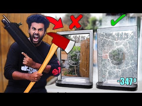 DESTROYING 100% UNBREAKABLE OBJECTS Using LIQUID NITROGEN!! *REAL BANK BALLISTIC GLASS WINDOW* Video