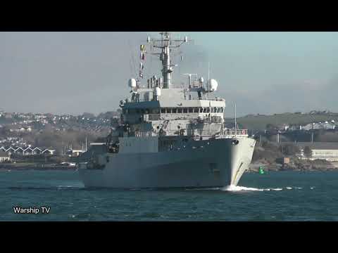 HMS ECHO H87 ENTERS DEVONPORT NAVAL BASE AT ROYAL WILLIAM YARD (SEA - BASE) 18th January 2022
