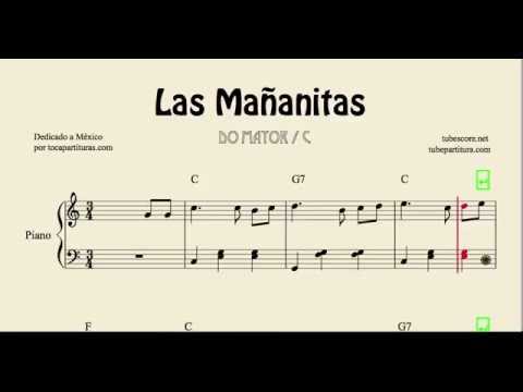 Las Mañanitas Partitura Fácil de Piano en Do Mayor Principiantes con acordes