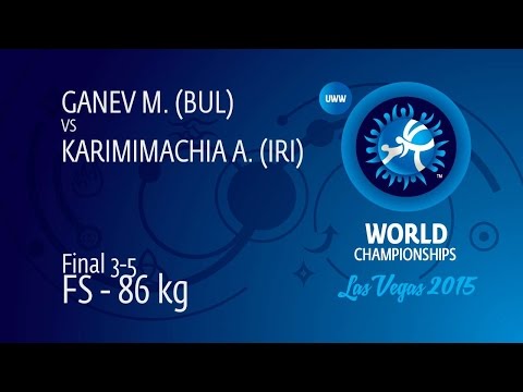 BRONZE FS - 86 kg: A. KARIMIMACHIA (IRI) df. M. GANEV (BUL) by TF, 12-0
