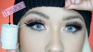 WEIRD: Fill In Your Eyebrows With THREAD | NATURAL BUSHY BROWS 2017