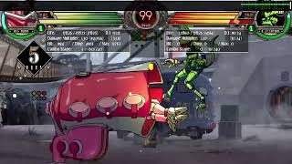 Skullgirls Big Band/Double (H bomber) midscreen to corner combo 13,763 dmg (1 bar)