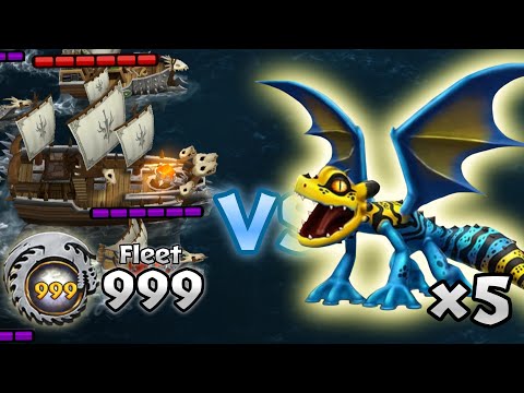 Defend Berk with ×5 Titan Flame Whipper Lvl. 175 vs. Fleet 999 Ships | Dragons: Rise of Berk