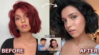 DYEING MY RED HAIR JET BLACK // At Home Transformation & Products ✨🖤