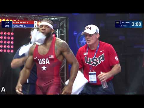 1/8 FS - 74 kg: Jordan BURROUGHS (USA) df. S. TAKATANI (JPN) by VSU1, 12-2