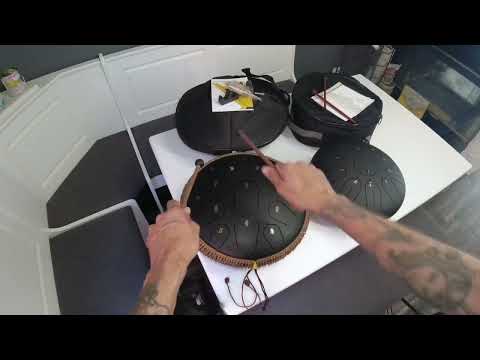 HOPWELL 15 Note 14 Inch Tongue Drum vs LOMUTY Steel Tongue Drum 12 Inch 11 Notes Tongue Drums for Ad