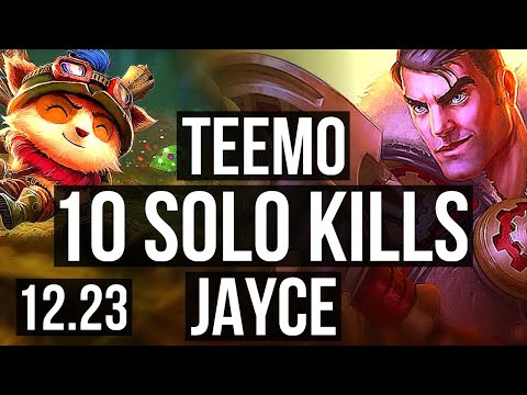 TEEMO vs JAYCE (TOP) | 10 solo kills, 1.6M mastery | KR Diamond | 12.23