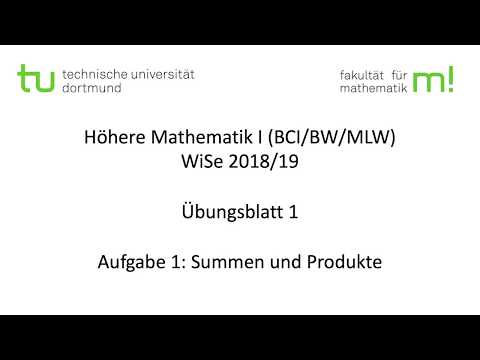 Übungsblatt 1, Aufgabe 1 -- TU Dortmund, Höhere Mathematik I (BCI/BW/MLW), WS2018/19 (ÜB1 A1)