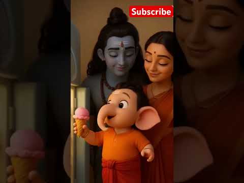 Ganesha Eating Ice Cream | Shiva Parvati Family Fun! #shiva #ganesh #parvati #icecream #shorts #vgod