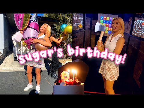 throwing AXES for my BIRTHDAY (sugar's bday vlog!)