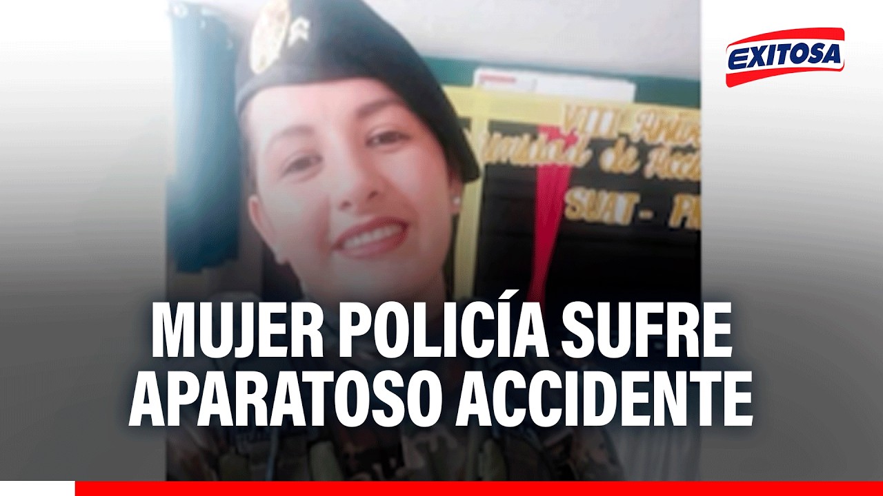 🔴🔵 Mujer policía sufre aparatoso accidente