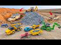 JCB 3DX Fully Loading Black Stone Sand Truck Tractor Truck Accident Pulling Out JCB 4CX Cartoon