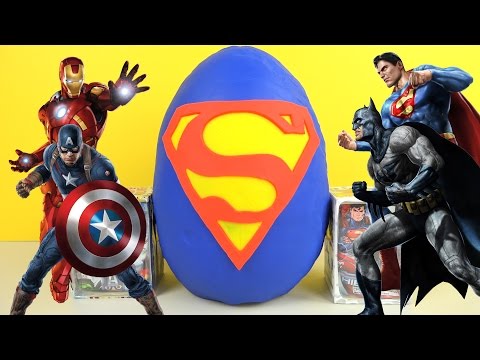 Superhero Giant Play-Doh Surprise Egg Superman Batman Marvel Avengers Ninja Turtles Video