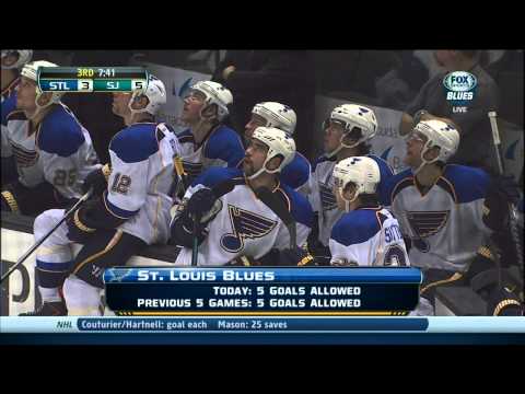 Brent Burns snapshot undresses Polak PPG 5-3. Hat trick. St. Louis Blues vs San Jose Sharks 11/29/13