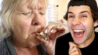 MY GRANDMA SMOKES WEED FOR FIRST TIME!!