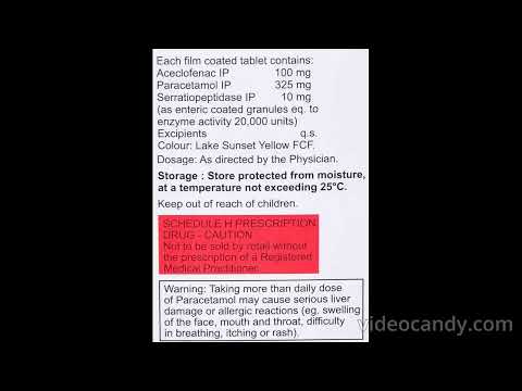 Aceclofenac 100mg + paracetamol 325mg + serratiopeptidase 10...