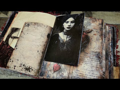 Giant Gothic Vampire Junk Journal Flip Through Red Black Vampires Halloween