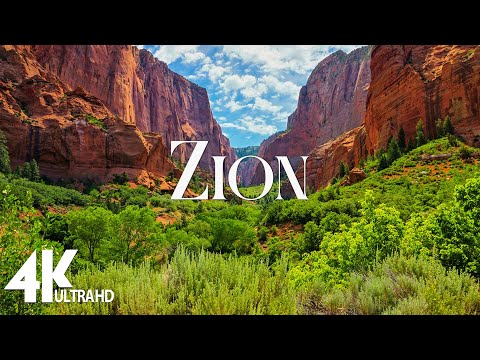 FLYING OVER ZION (4K UHD) - Amazing Beautiful Nature Scenery with Piano  Music - 4K Video HD