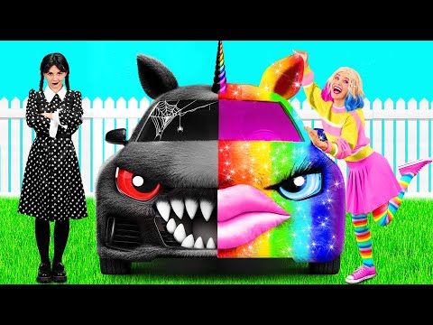 Rainbow Car vs Black Car Challenge | Funny Moments by Fun Fun Challenge