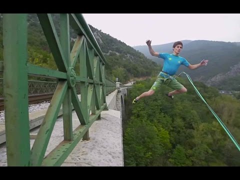 Domen Skofic Climbs and Jumps Off the Solkan Bridge