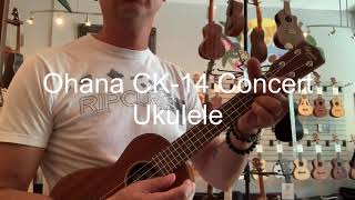 Video thumbnail for Ohana CK-14 Concert Ukulele Demo at Aloha City Ukes by Aloha City Ukes
