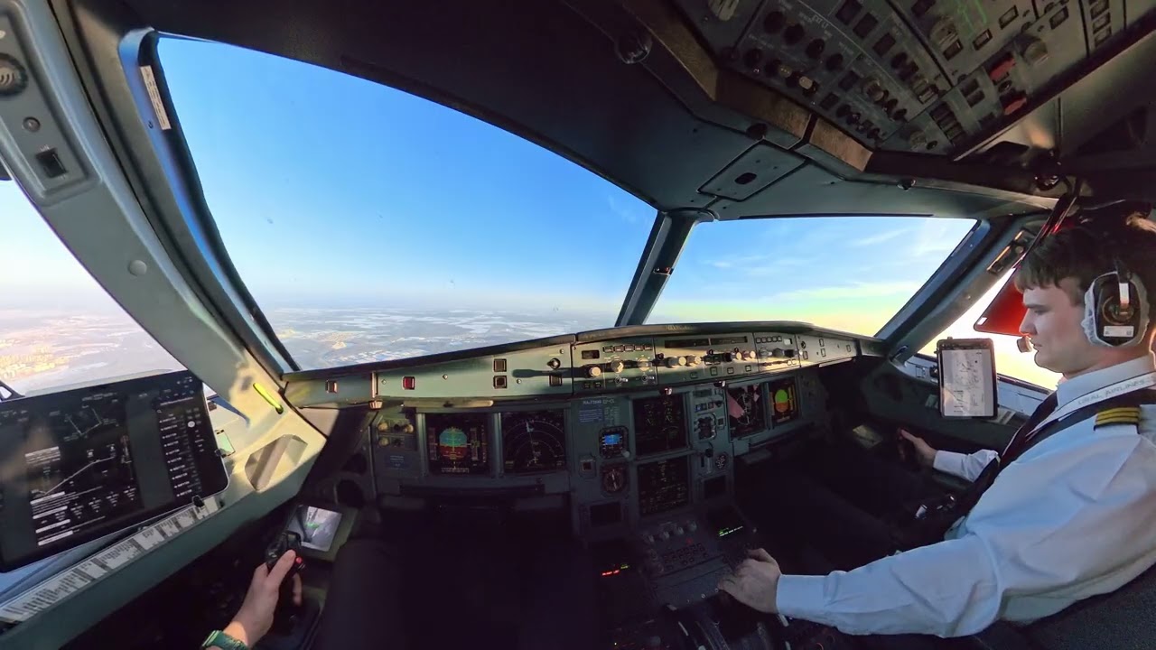 A321 IAE Cockpit Landing at Moscow Domodedovo | Real Pilot POV 4K
