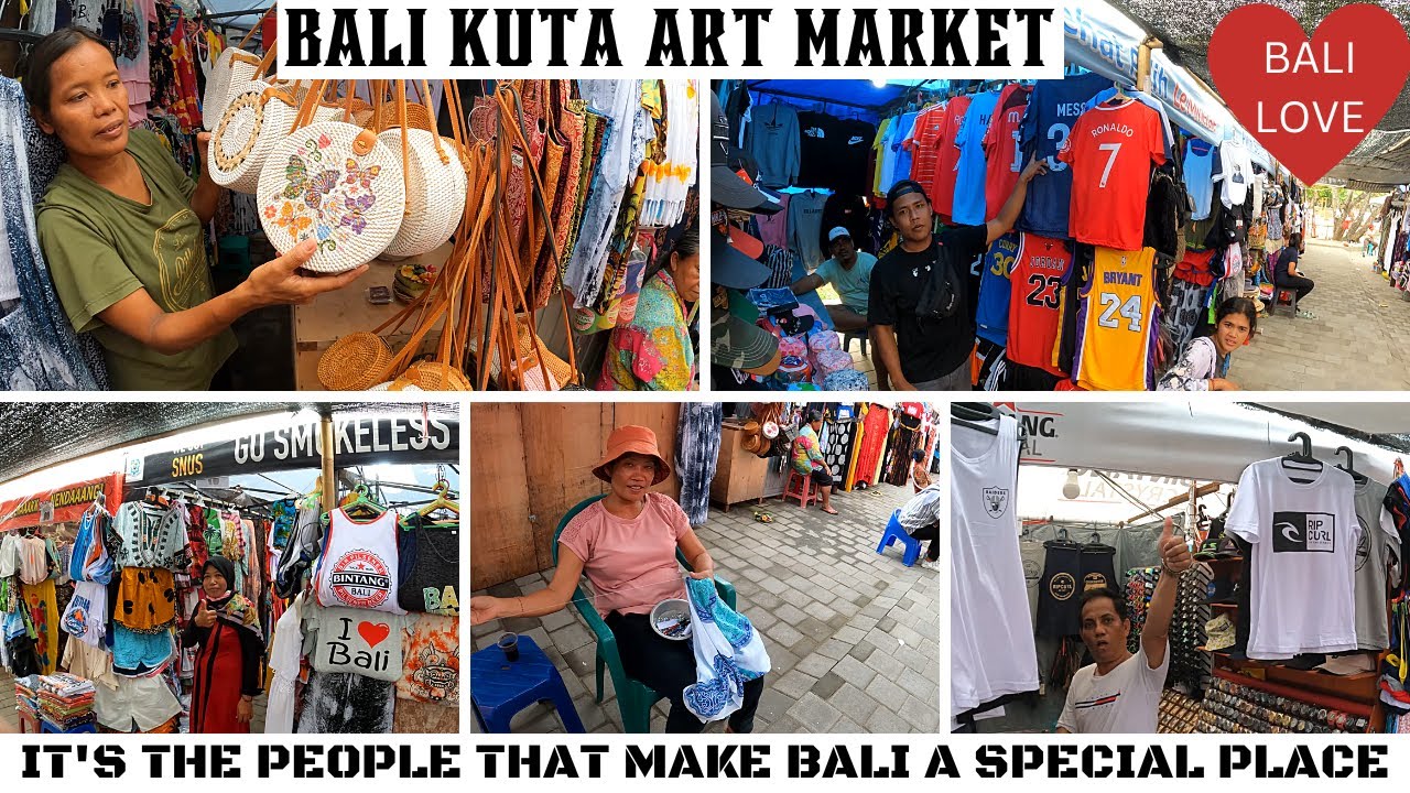 Embark on a virtual tour of Kuta Art Market with a traveler.