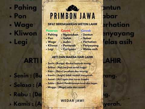 Sifat berdasarkan weton lahir