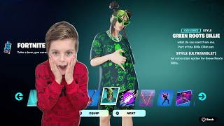 Gifting My 10 Year Old Kid NEW Fortnite Battle Pass Skin Unlocking Billie Eilish ULTRAVIOLET