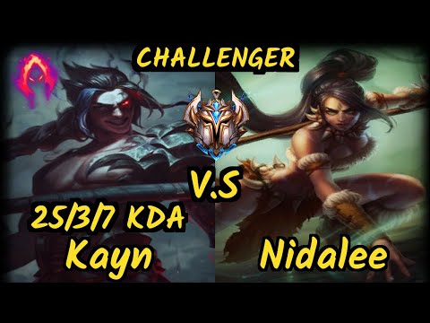 DWG Canyon (KAYN) vs NIDALEE - 25/3/7 KDA JUNGLE CHALLENGER GAMEPLAY - KR