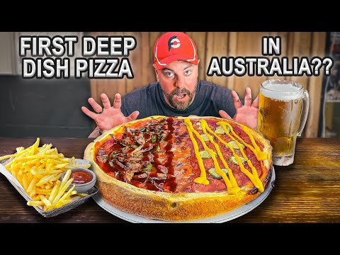 Remy's Triple Cheeseburger and BBQ Chicken Deep Dish Pizza Challenge in Adelaide, South Australia!!