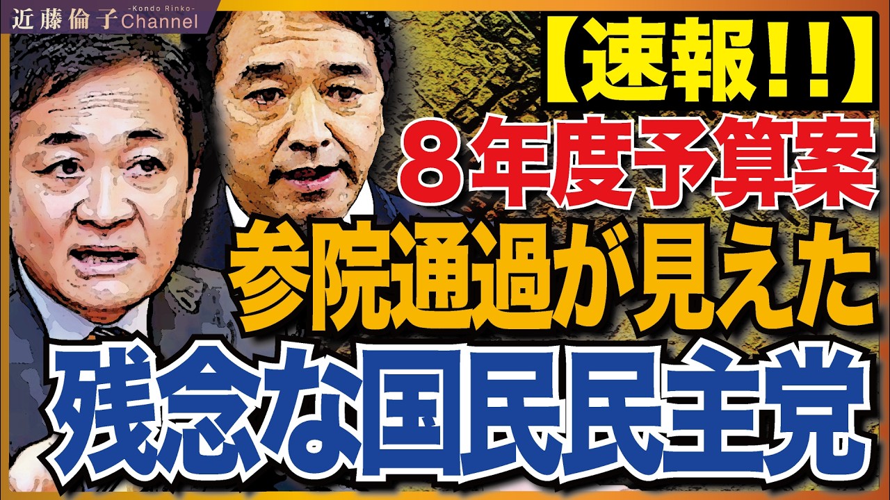 令和８年度予算案・関連法案、４月７日に参院採決！解決より対決を選んだ男、玉木雄一郎！真の姿が現れた？それとも民主党仕草？結局リベラル思想は消えていない。　近藤倫子チャンネル