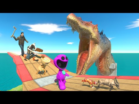 Death Race Begins! Can They Escape the Giant Spinosaurus Heads - Animal Revolt Battle Simulator