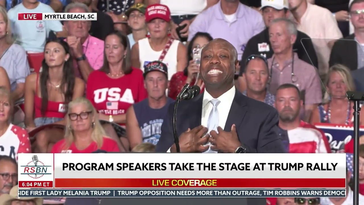 Senator Tim Scott Hypes up the Myrtle Beach Crowd as They Await President Trump - 08/21/26