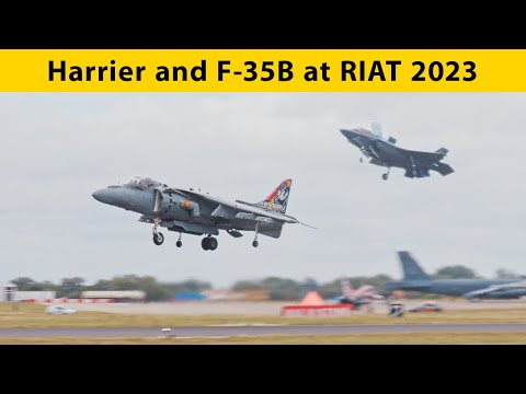 EAV-8B Harrier & F-35B Lightning pair display at RIAT 2023 in 4K