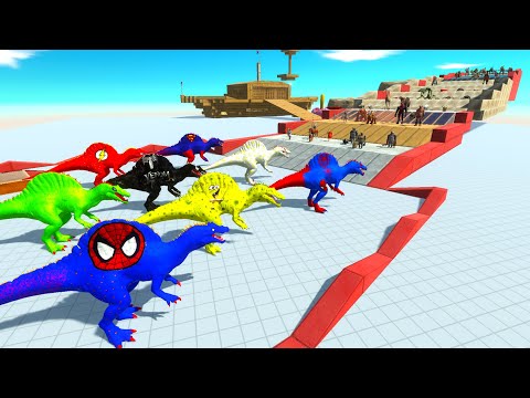 ALL MARVEL SPINOSAURUS CLIMBING CHALLENGE - Animal Revolt Battle Simulator