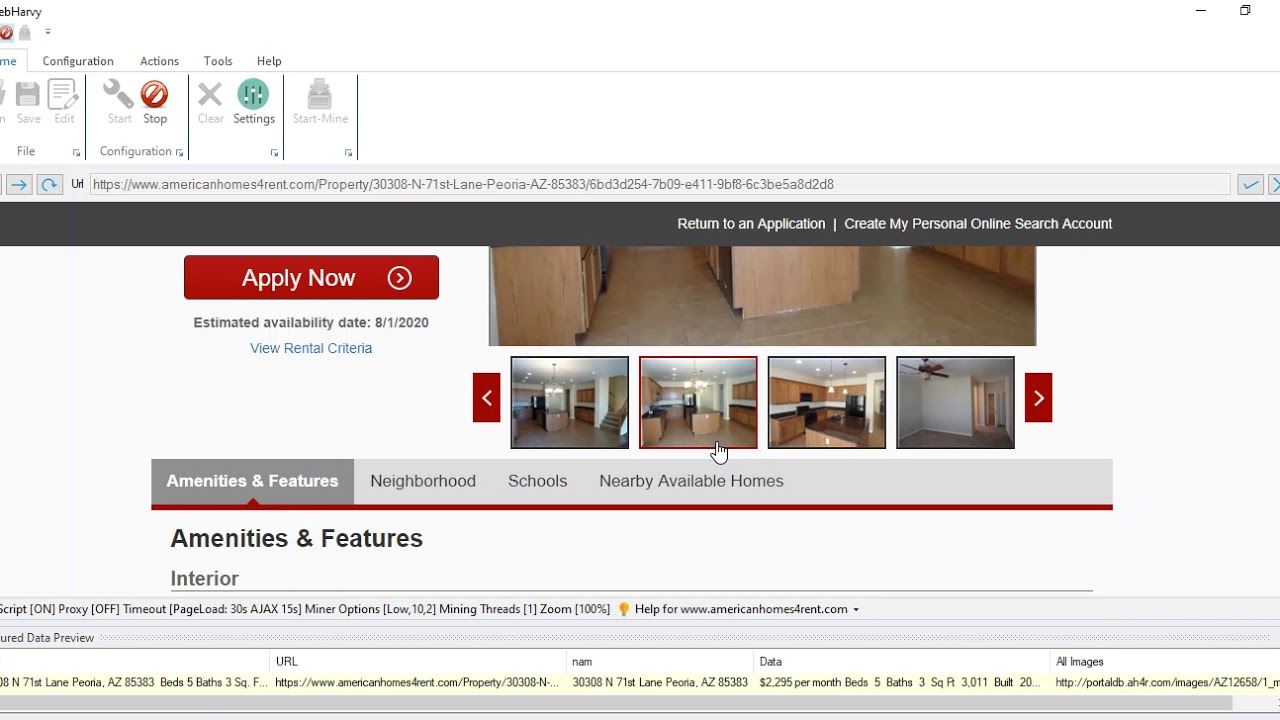 Scraping Images and other data from details pages of Americanhomes4rent website