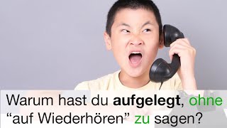 How’d you say in German: “Why did you hang up without saying good bye?”?