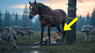 Farmer Tied a Mustang Mare and Her Foal to a Tree and Left Them for the Wolves, and This Happened