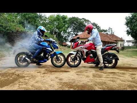Suzuki gixxer vs Yamaha fazer-- Burn out