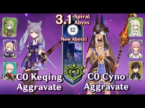 NEW SPIRAL ABYSS 3.1! C0 Keqing Aggravate & C0 Cyno Yae Miko | Floor 12 Full Stars | Genshin Impact