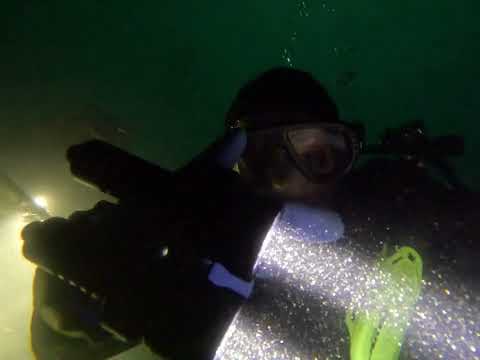 The salvage of the Bayern left the four 15 inch main gun turrets lying on the sea bed in 40 metres