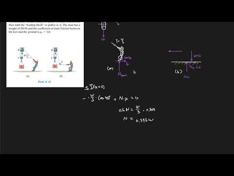 8-11 Determine the Max weight the man can lift using the pulley system in two situation..