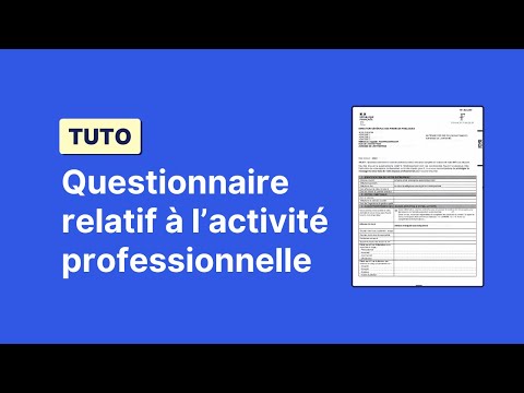 TUTO : Remplir le questionnaire relatif à l'activité professionnelle